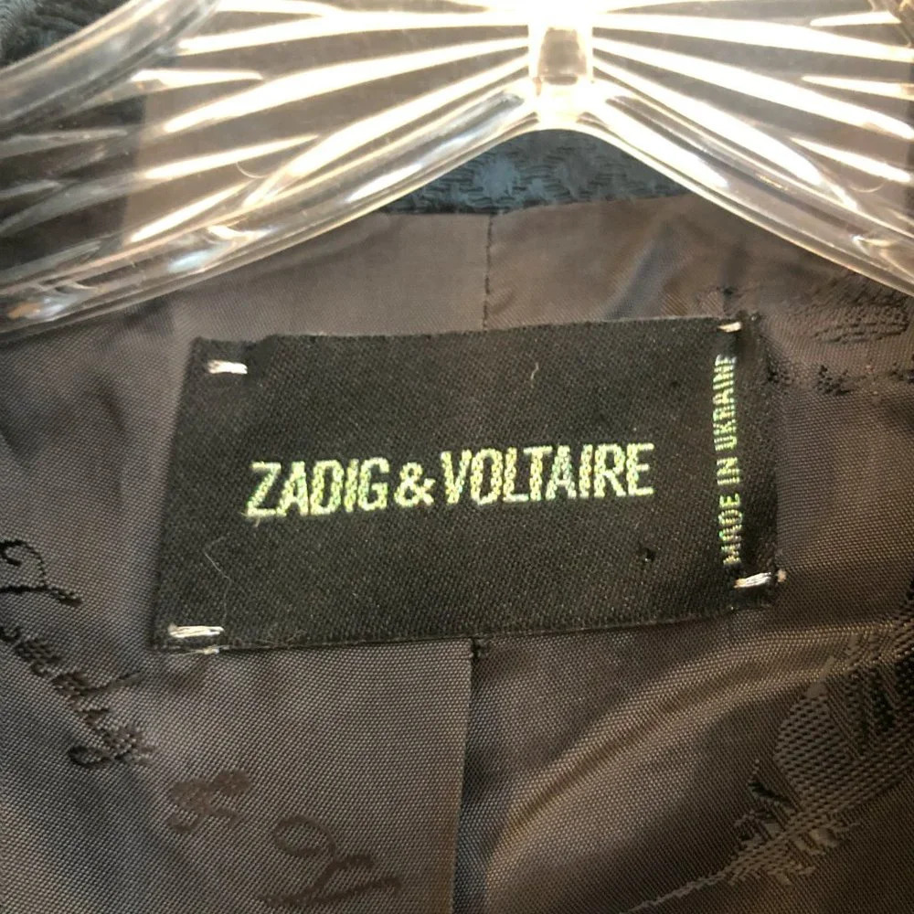 Zadig & Voltaire Green Diamond Modern Boyfriend Collared Blazer Women's XS EUC - Picture 6 of 8